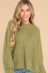 Just A Thought Light Olive Sweater - Red Dress