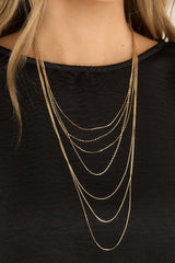 Just Left Gold Layered Necklace - Red Dress