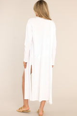 Just What You Need White Cardigan - Red Dress