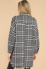 Later On Black Houndstooth Coat - Red Dress