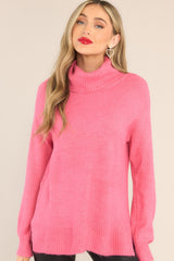 Livin' Life Hot Pink Turtleneck Sweater - Red Dress