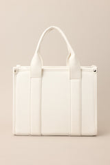 Living On Purpose White Faux Leather Tote Bag - Red Dress