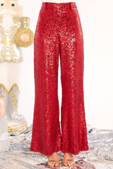 Lookbook Favorite Red Sequin Pants - Red Dress