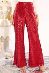 Lookbook Favorite Red Sequin Pants - Red Dress