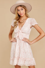 Lovely Afternoon Pink Floral Print Dress - Red Dress