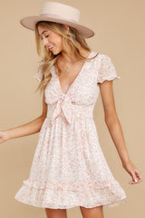 Lovely Afternoon Pink Floral Print Dress - Red Dress