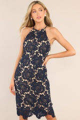 Luxe Love Navy Lace Midi Dress - Red Dress