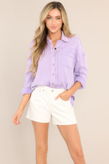 Make Life Great Lavender Button Front Top - Red Dress