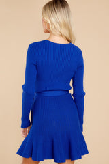 Making Moves Royal Blue Sweater Dress - Red Dress