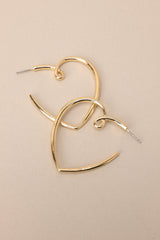 Me And You Gold Heart Hoop Earrings - Red Dress