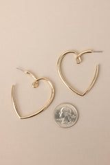 Me And You Gold Heart Hoop Earrings - Red Dress