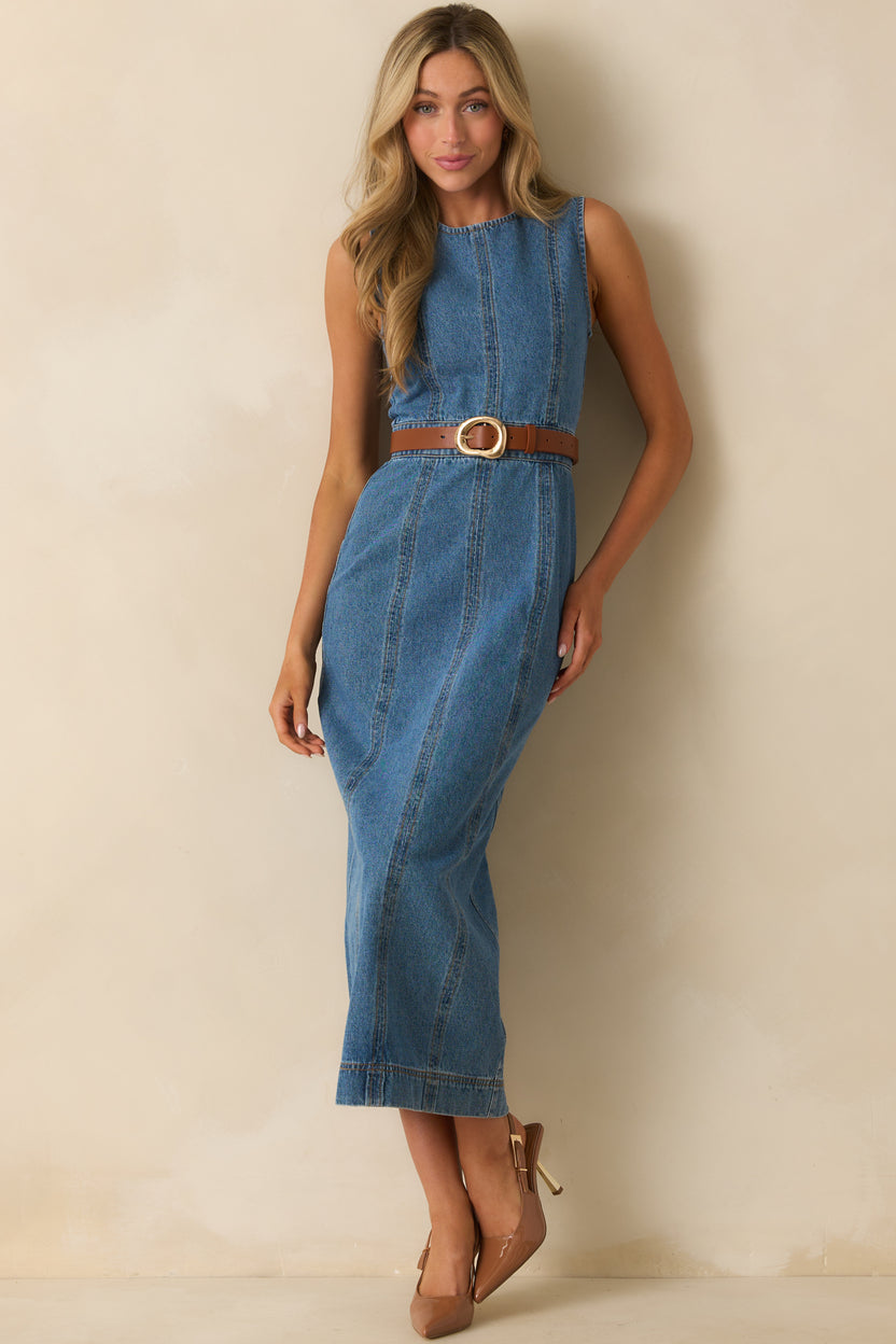 Staple The Label Maverick Denim Dress Medium Wash Cotton