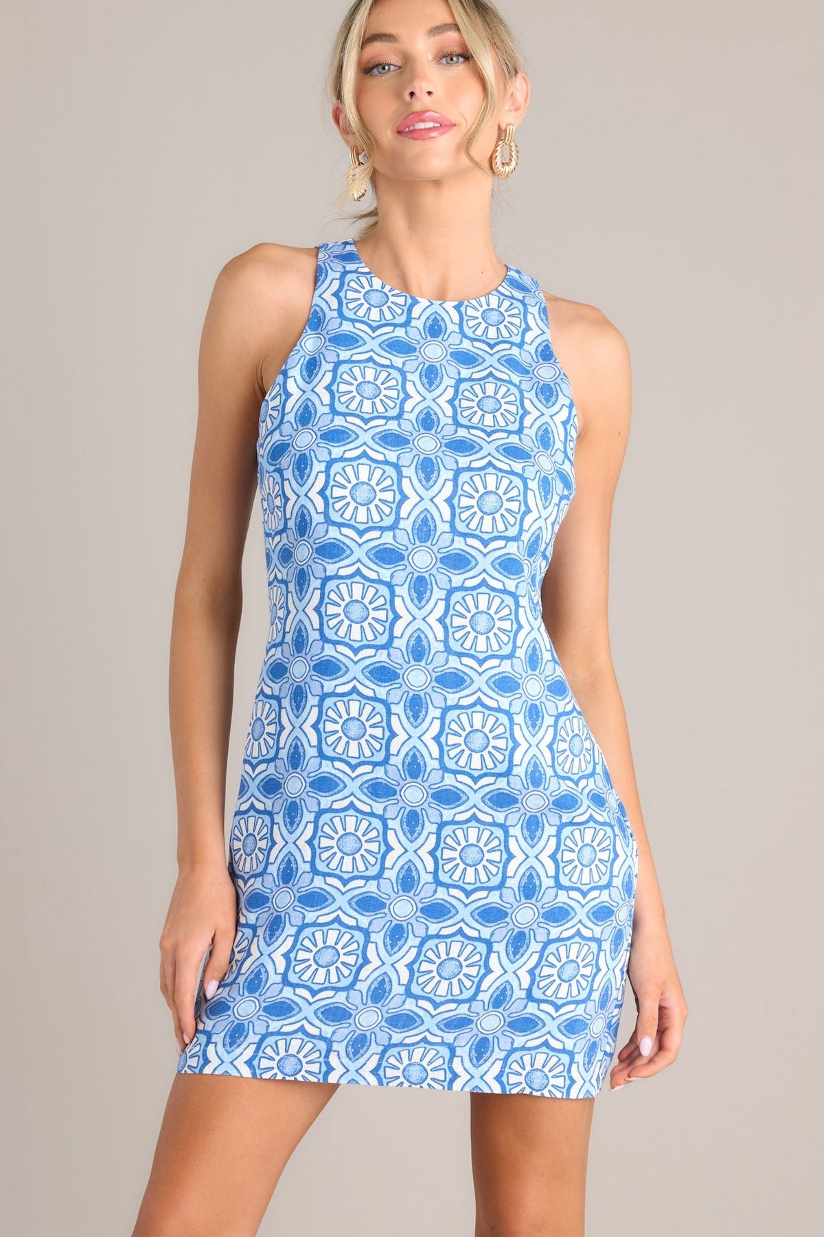 MINKPINK Catalina Shift Blue & White Mini Dress | Red Dress