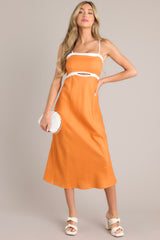 MINKPINK Jacques Contrast Orange Midi Dress - Red Dress
