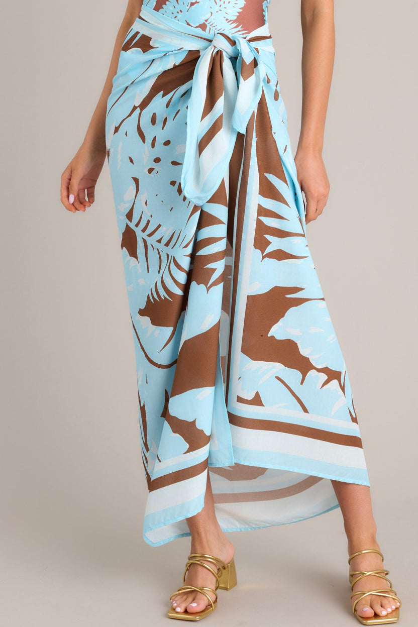 Light Blue Ikat V-neck Sarong Set