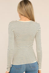 Mixed Signals Black Stripe Long Sleeve Top - Red Dress