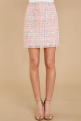 Need For Tweed Pink Multi Skirt - Red Dress