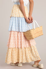 Never A Dull Moment Sunflower Yellow Multi Print Tiered Maxi Skirt - Red Dress
