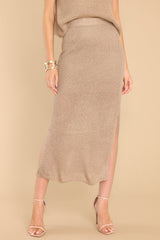 Never Change Taupe Knit Skirt - Red Dress