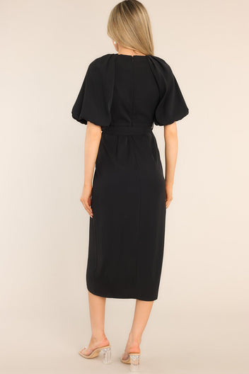 Black Belted Midi Dress main image 1