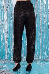 Not Playing Games Black Sequin Joggers - Red Dress