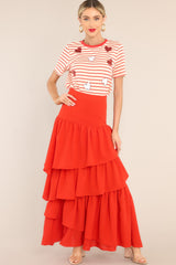 On My Sleeve Red Stripe Sequin Heart Top - Red Dress