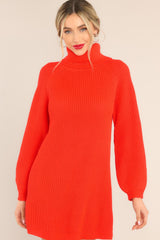 On My Way Up Red Sweater Dress - Red Dress