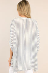 Once More With Feeling Grey & White Striped Top - Red Dress