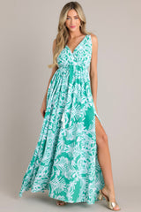 Only Clear Skies Green Print Maxi Dress - Red Dress