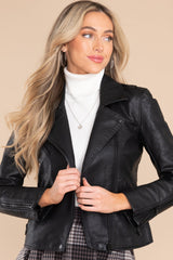 Onyx Faux Leather Jacket - Red Dress