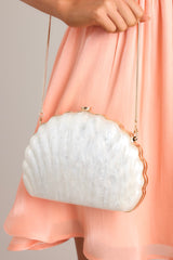 Opalescent Oasis Pearlescent Shell Clutch (BACKORDER MAY) - Red Dress
