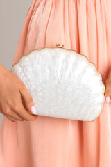 Opalescent Oasis Pearlescent Shell Clutch (BACKORDER MAY) - Red Dress