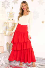 Our Beautiful Love Ivory Top - Red Dress