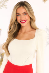 Our Beautiful Love Ivory Top - Red Dress