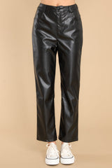Out Last Night Black Faux Leather Pants - Red Dress