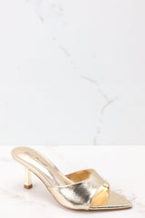 Path To Greatness Gold High Heel Sandal - Red Dress