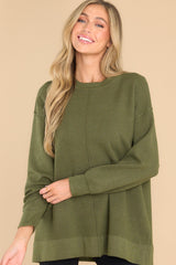 Perfectly You Olive Sweater - Red Dress
