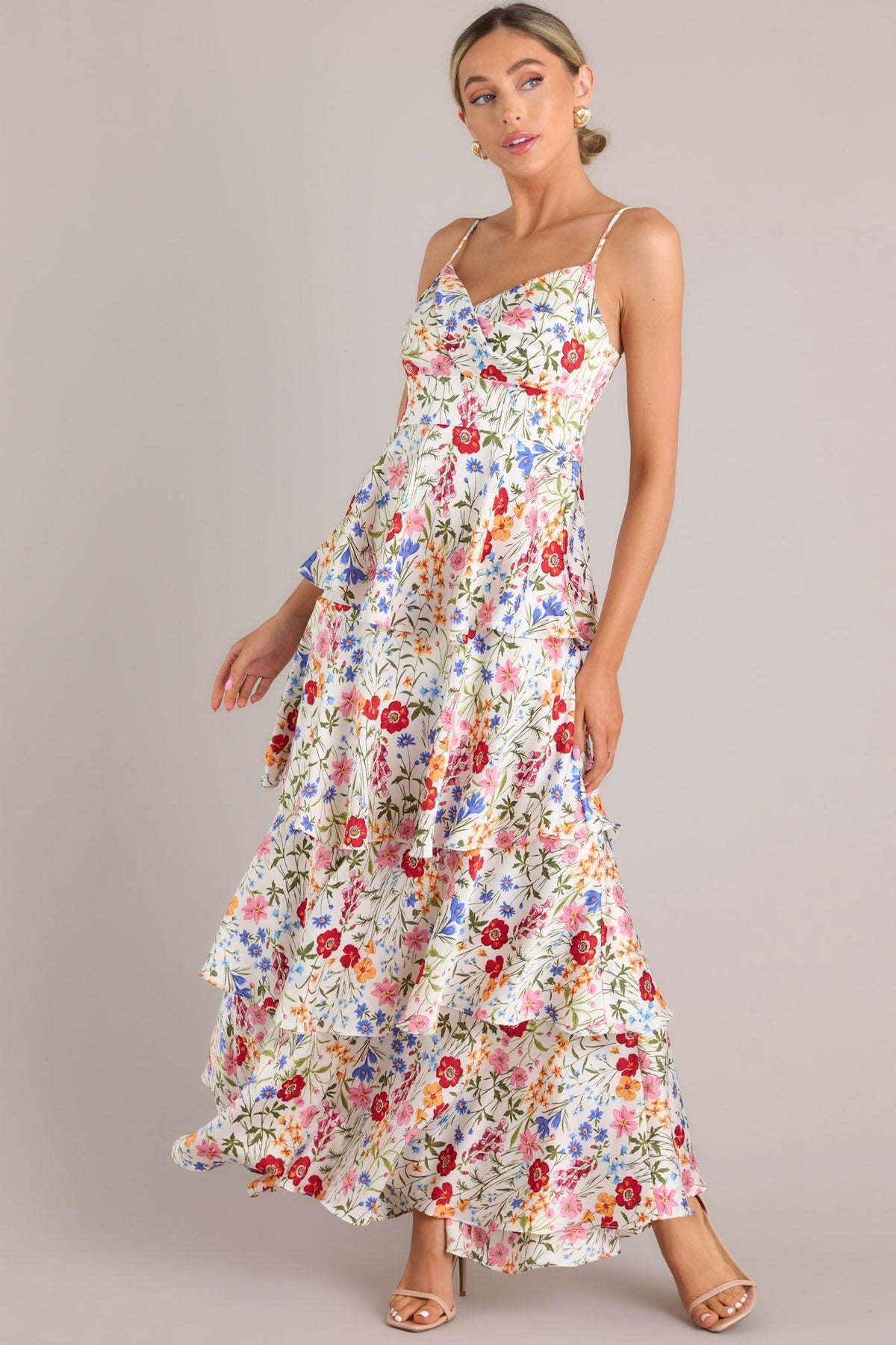 White Floral Print Maxi Dress - All Dresses | Red Dress