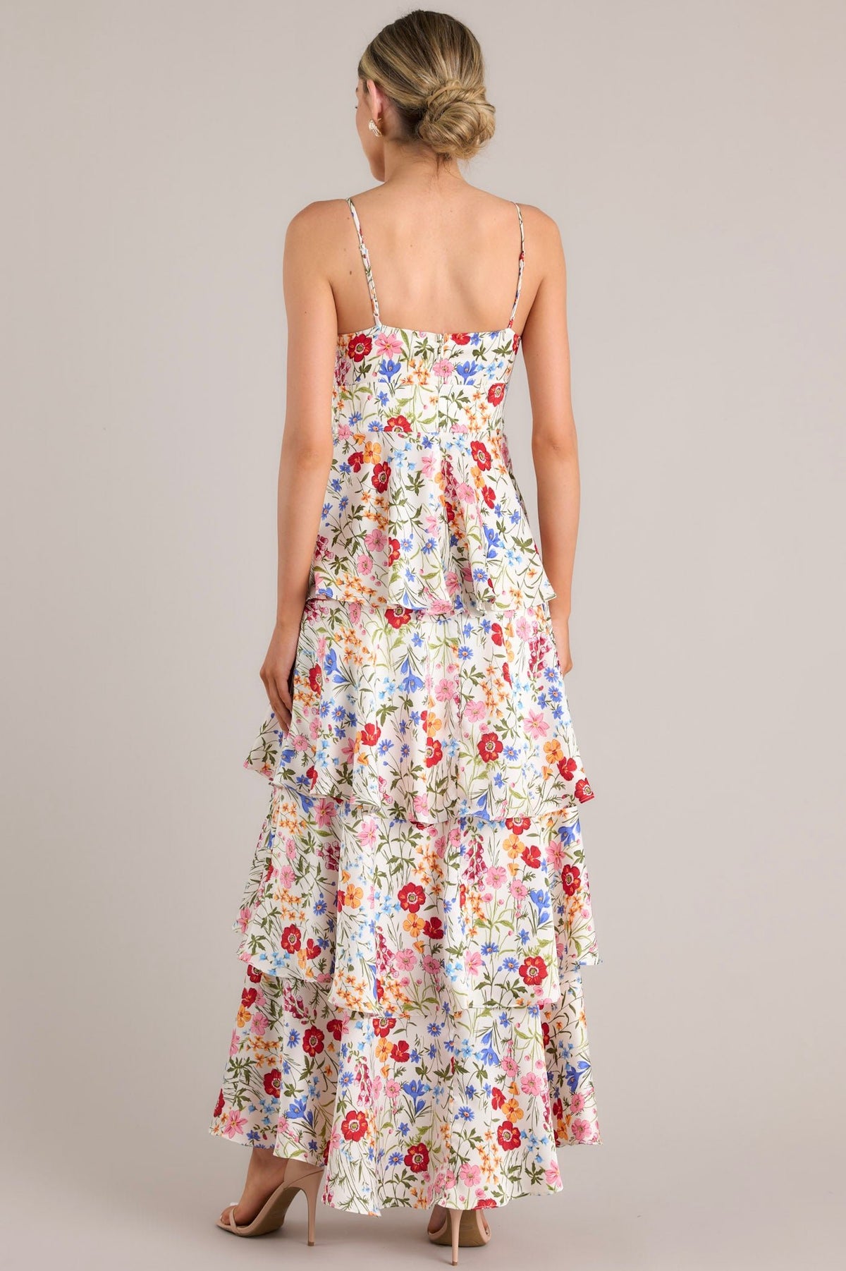 White Floral Print Maxi Dress