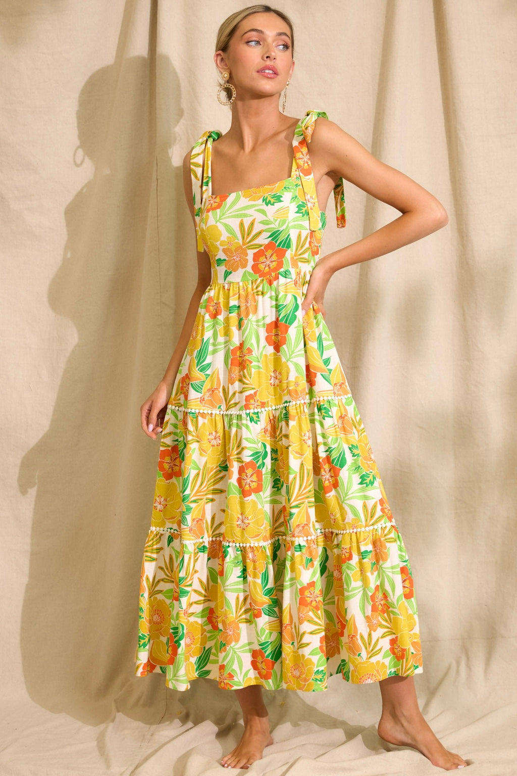 open lace back dress Neerus Yellow Floral Printed Georgette Maxi Dress for Casual Women – Neerus  India