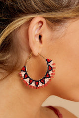 Point Made Red Multi Earrings - Red Dress