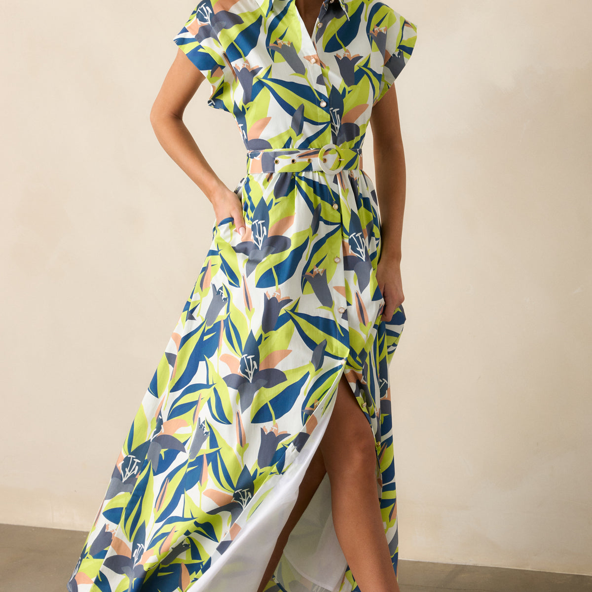 Women's Jocelyn Multi Floral Print Cotton Maxi Dress | Color: Light Green | Size: Xs | Red Dress Women's Jocelyn Multi Floral Print Cotton Maxi Dress | Color: Light Green | Size: Xs | Red Dress
