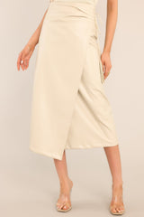 Put Me First Beige Faux Leather Skirt - Red Dress