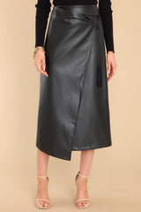 Put Me First Black Faux Leather Skirt - Red Dress