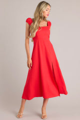 Radiant Reverie Red Midi Dress - Red Dress