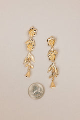 Radiating Sun Gold Floral Drop Earrings - Red Dress