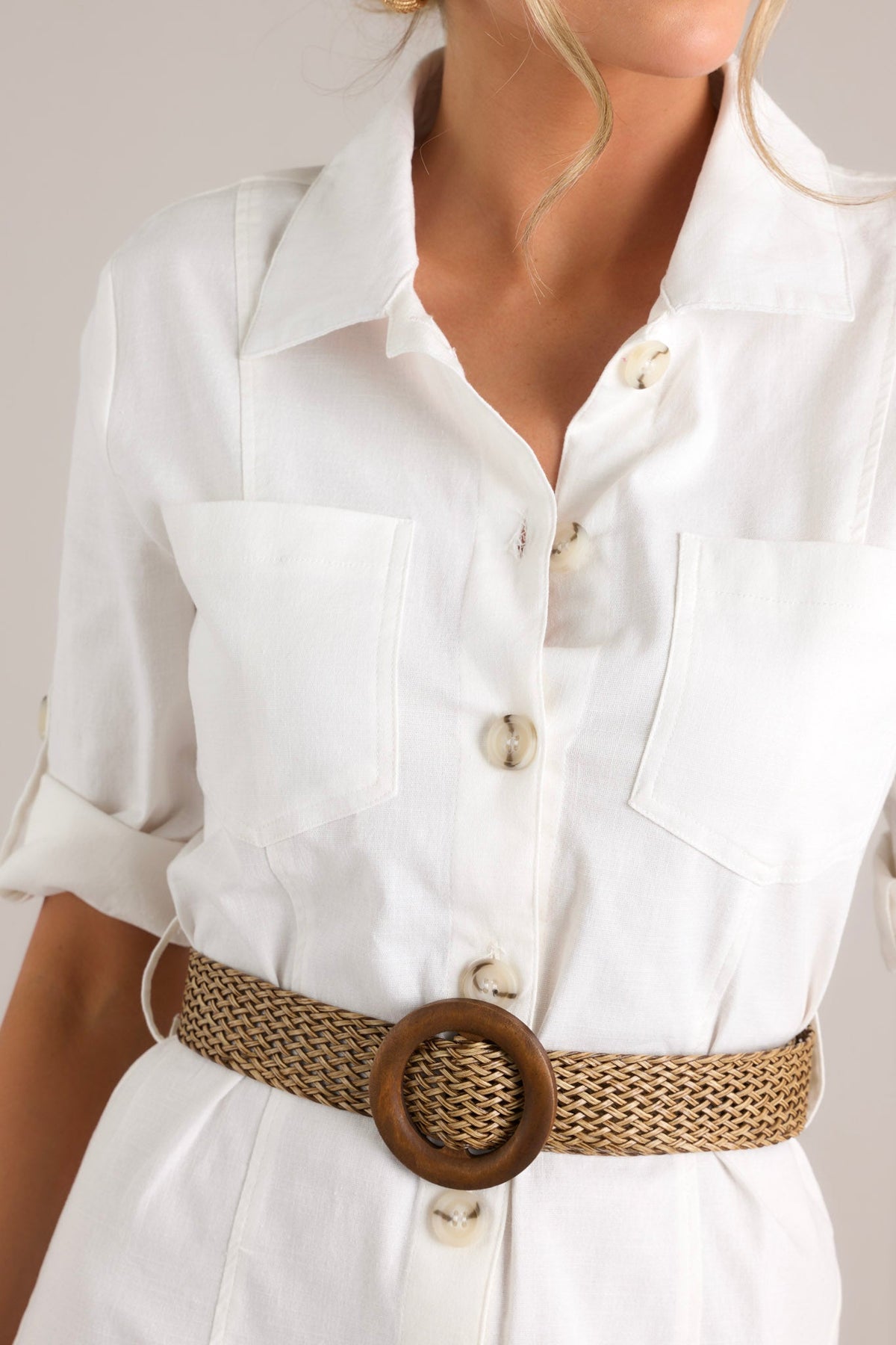 Ruched Button-Down Shirt Dress