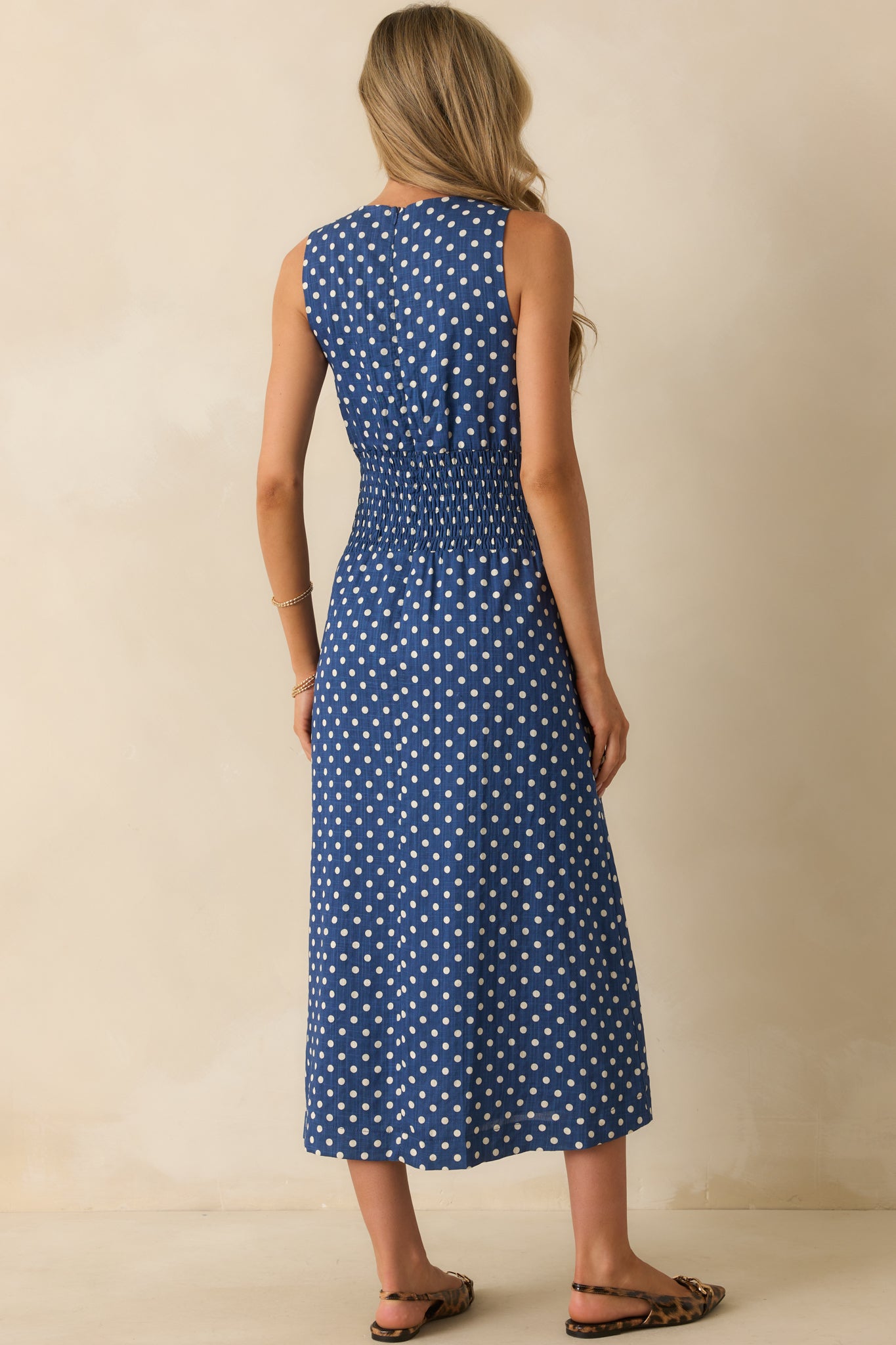 Polka Dot Polo Neck Loose Fit Midi Dress