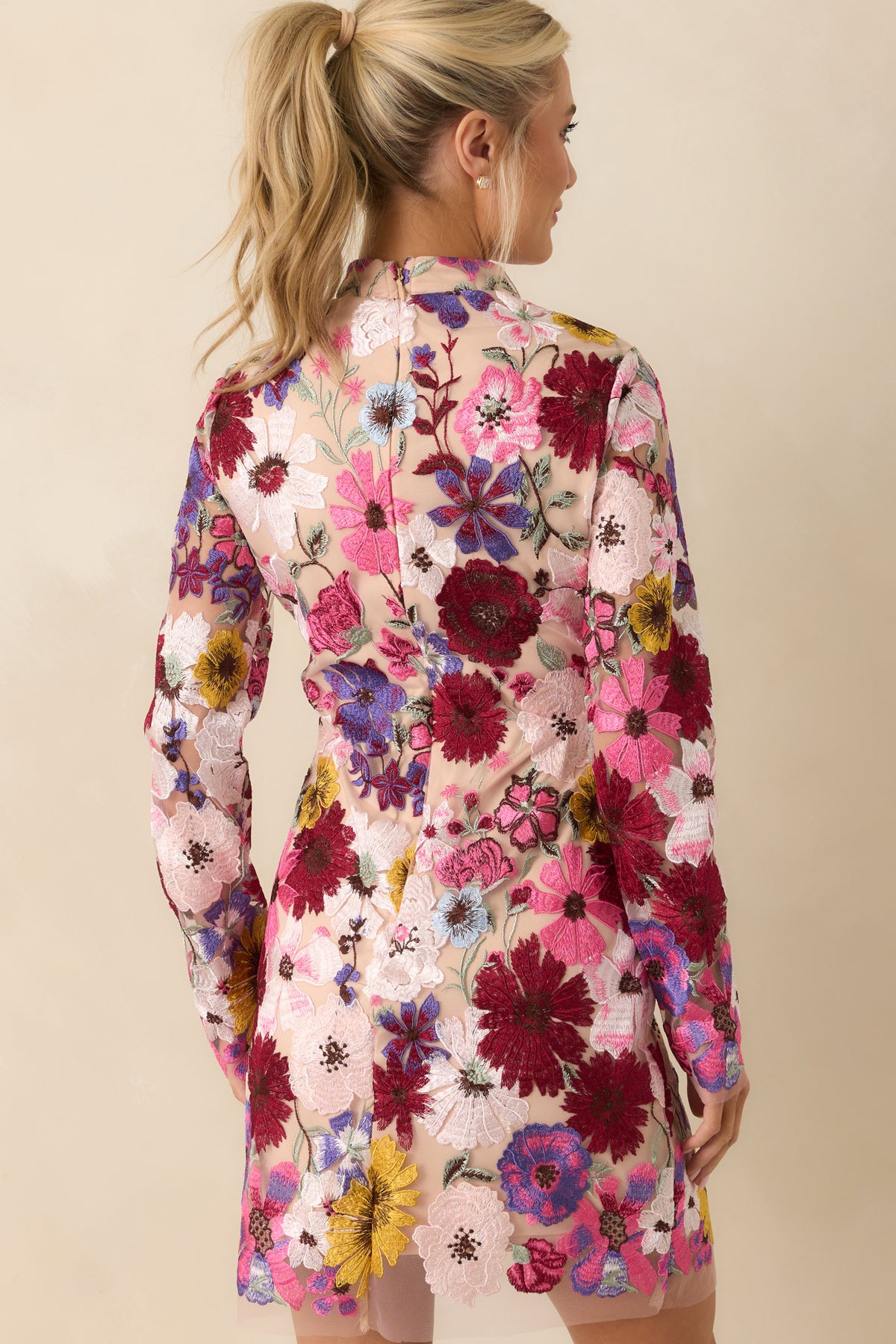 Fuchsia Floral Smocked Mini Dress main image 0