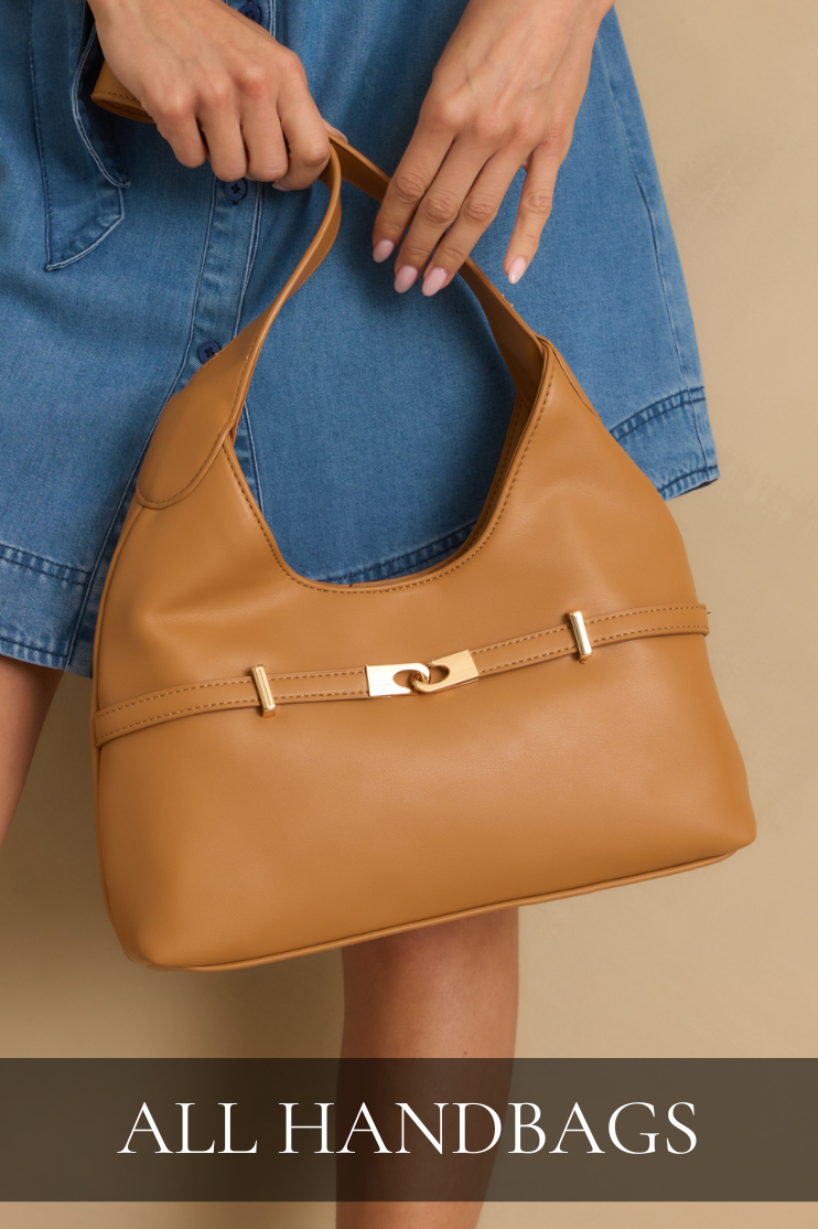 Tan shoulder bag with gold hardware, featured in the All Handbags shop.